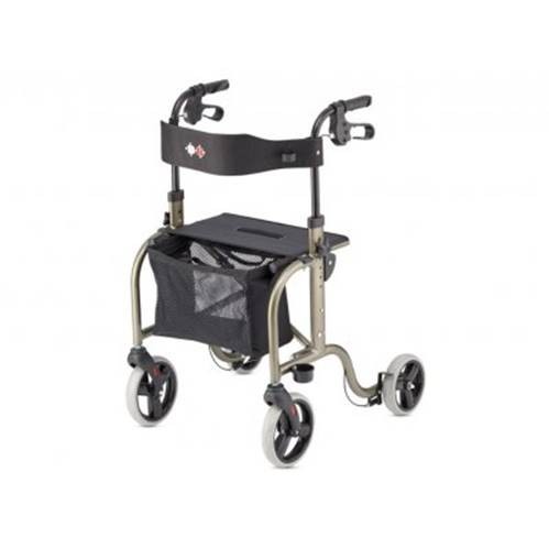 Lightweight rollator with seat and storage bag